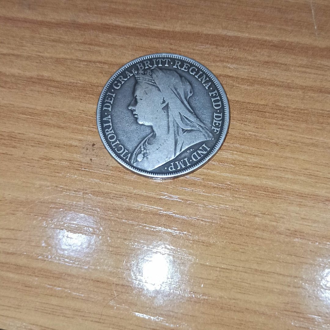 Серебряная Британская монета 1894 года. 1 Крона. Картинка 1
